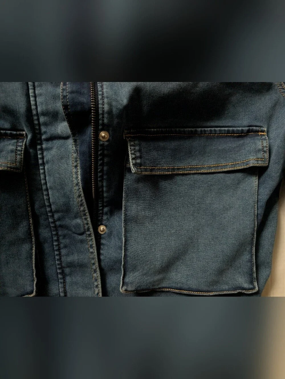 Men's Dark Blue Denim Utility Jacket